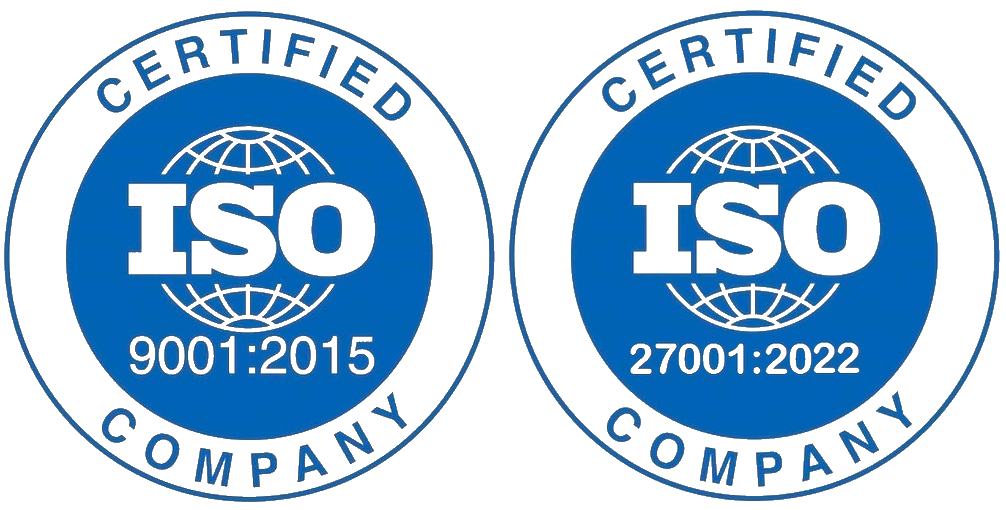 ISO 9001:2015 and ISO 27001:2022 certified